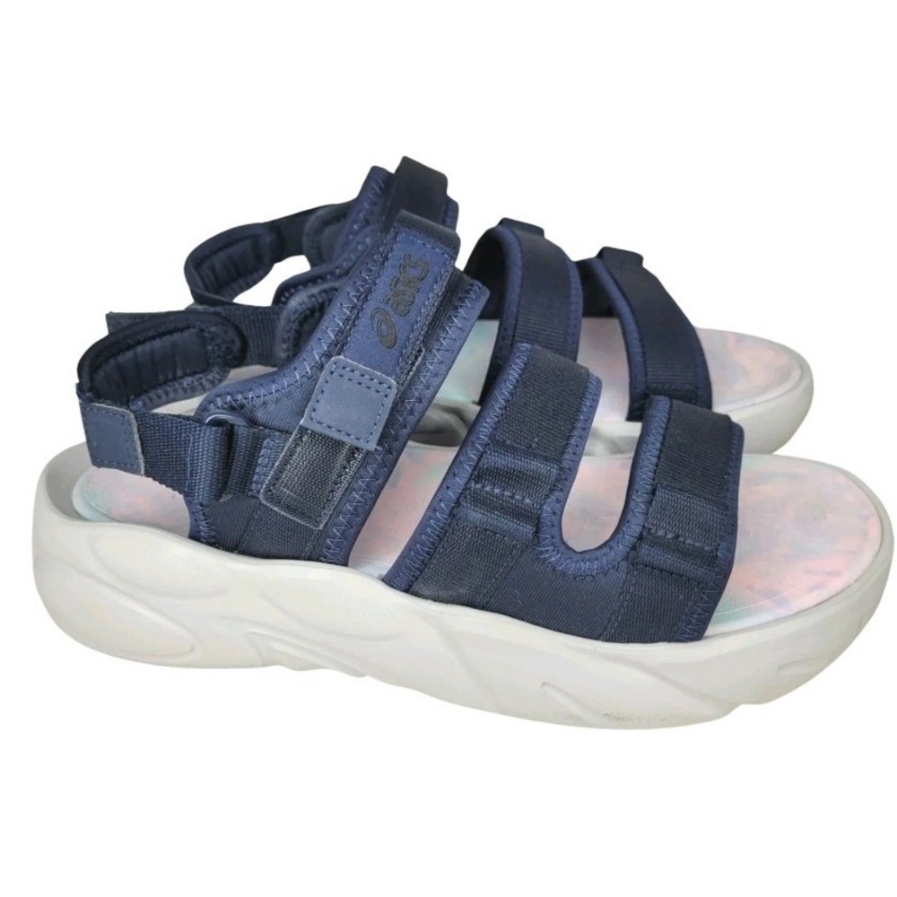 *Asics Bondal Mens 9/ Womens 10.5 Navy Blue White Chunky Strappy Sport Sandals